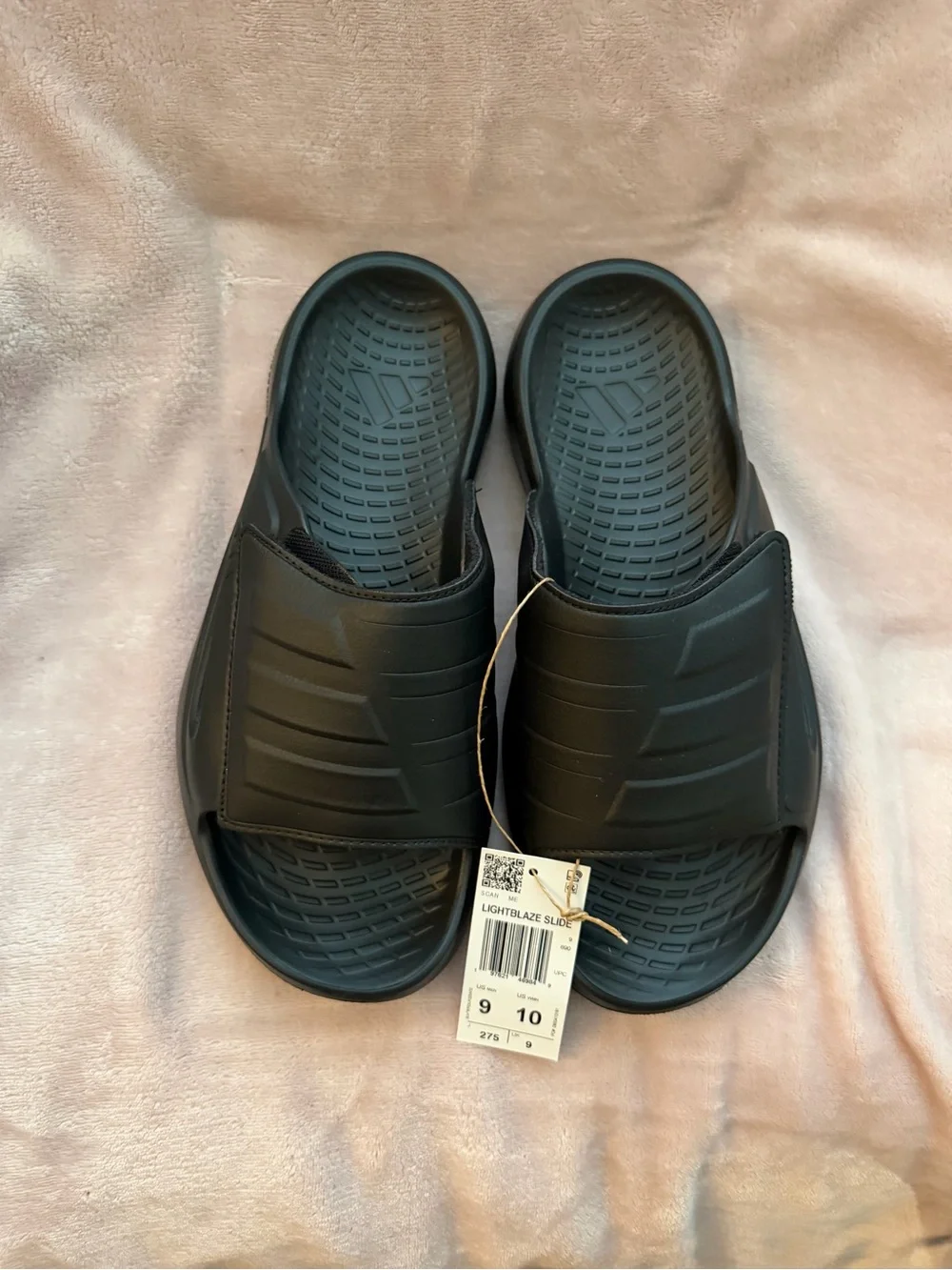 adidas All-Black Lightblaze Slide with Velcro Strap